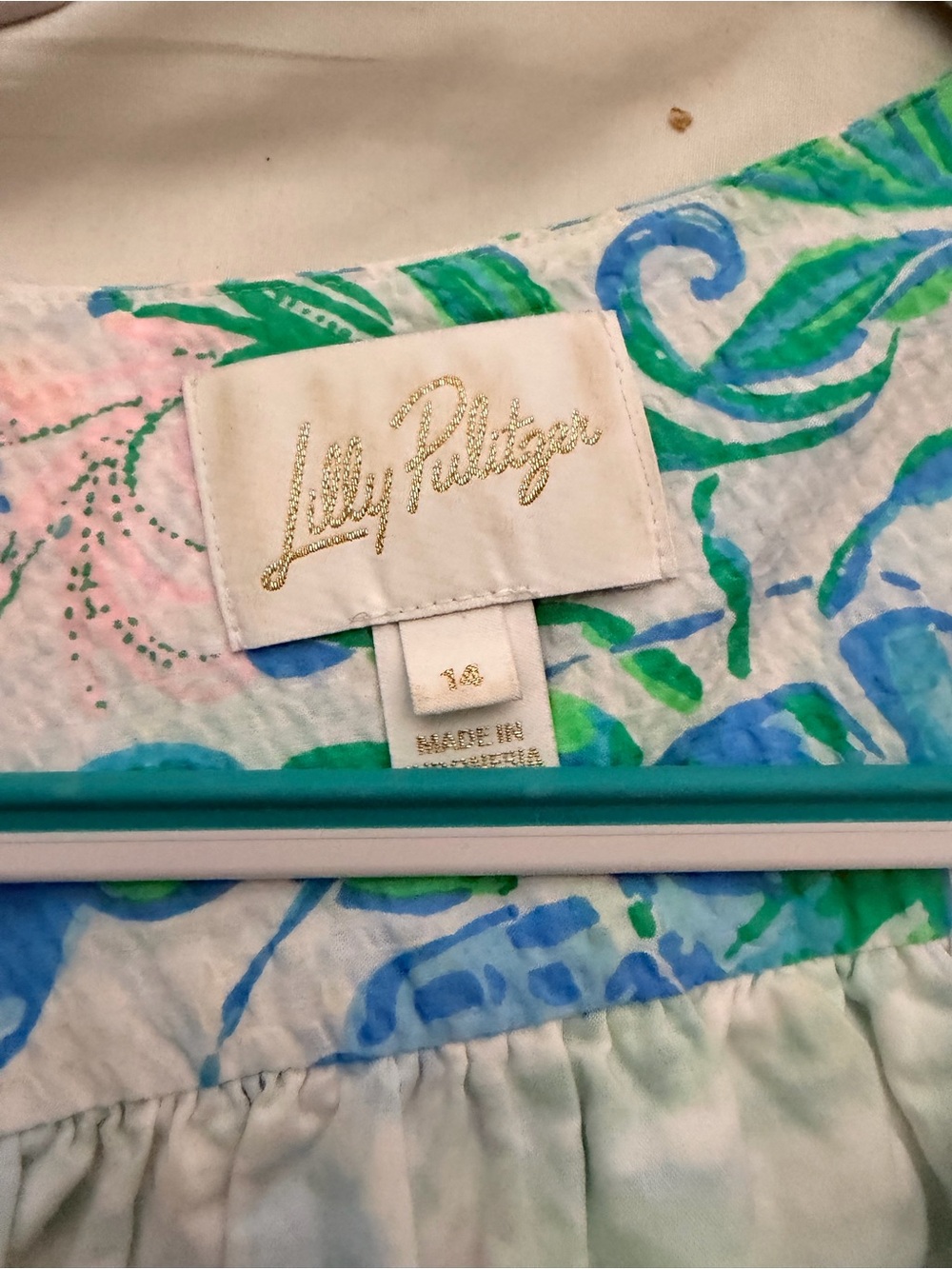 Lilly Pulitzer Blue, Green & Pink Floral Print Women's Dress